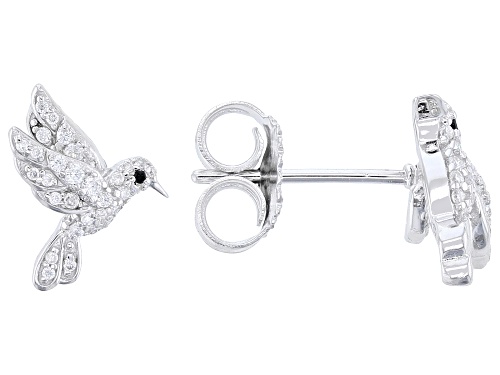Pre-Owned MOISSANITE FIRE® 0.33CTW DEW AND BLACK SPINEL PLATINEVE® HUMMING BIRD EARRINGS