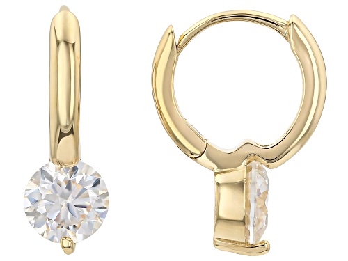 Pre-Owned MOISSANITE FIRE® 2.00CTW DEW ROUND BRILLIANT 14K YELLOW GOLD OVER SILVER EARRINGS