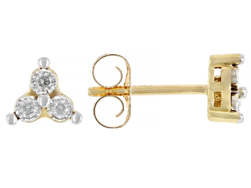 Pre-Owned 0.10ctw Round White Diamond 14k Yellow Gold Stud Earrings