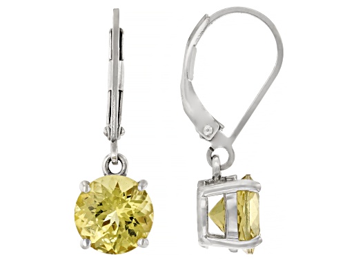 Pre-Owned 3.00ctw Round Yellow Apatite Rhodium Over Sterling Silver Earrings