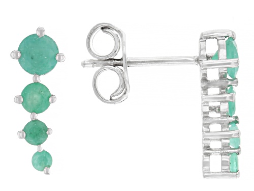Pre-Owned 0.69ctw Emerald Rhodium Over Sterling Silver Earrings