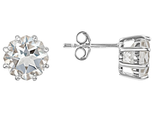 Pre-Owned 4.77ctw Custom Liberty Cut White Crystal Quartz Rhodium Over Sterling Silver Stud Earrings