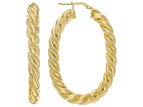 Pre-Owned Moda Al Massimo® 18k Yellow Gold Over Bronze 2" Swirl Hoop Earrings. Made in Italy.