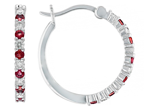 Pre-Owned Prazana® Lab-Grown Diamonds 0.85ctw Lab Created Ruby & White Diamond Rhodium Over Silver E