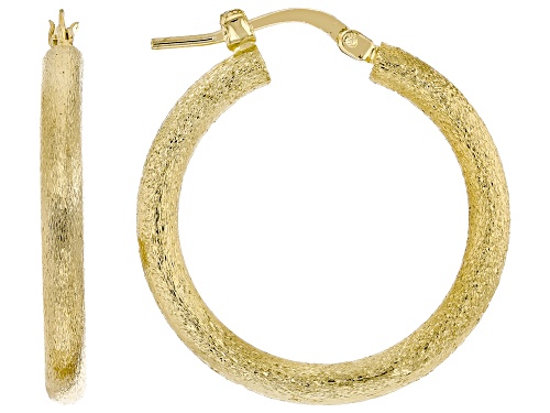 Pre-Owned Moda Al Massimo® 18k Yellow Gold Over Bronze Satin Hoop Earrings