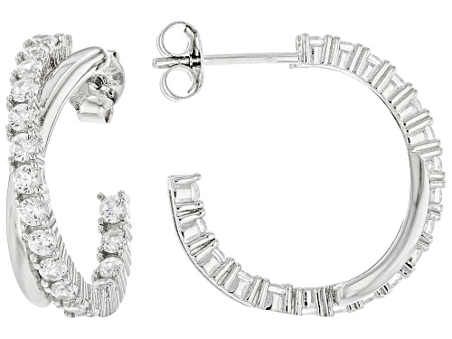 Pre-Owned Bella Luce® 1.68ctw White Diamond Simulant Rhodium Over Sterling Silver Hoops (1.05ctw DEW
