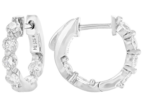 Pre-Owned MOISSANITE FIRE® 1.20CTW DEW ROUND BRILLIANT PLATINEVE® HOOP EARRINGS
