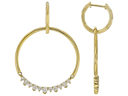 Pre-Owned 0.75ctw Round White Diamond 10k Yellow Gold Dangle Earrings