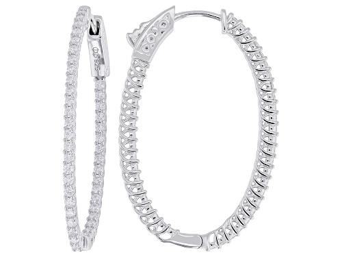 Pre-Owned MOISSANITE FIRE® 1.68CTW DEW ROUND BRILLIANT PLATINEVE® INSIDE OUT OVAL HOOP EARRINGS