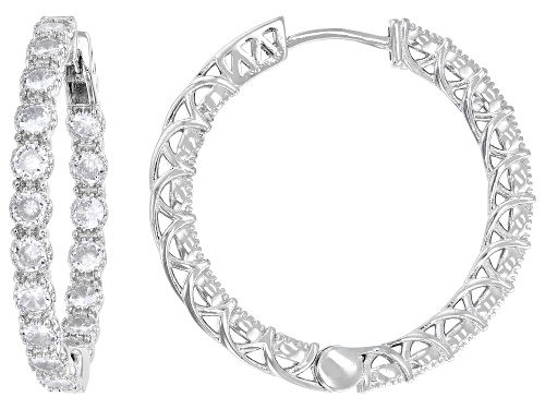 Pre-Owned Bella Luce® 6.48ctw White Diamond Simulant Rhodium Over Brass Inside Out Hoop Earrings