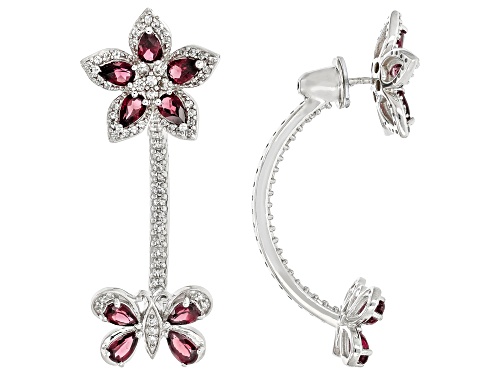 Pre-Owned 3.86ctw Rhodolite With 1.36ctw White Zircon Rhodium Over Sterling Silver Interchangeable E