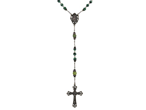 Pre-Owned Artisan Collection Of Ireland™ Glass Beads & 10mm Connemara Marble Bronze Tone Irish Rosar