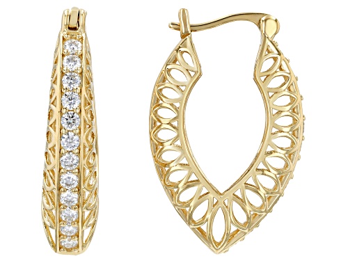 Pre-Owned Moissanite Fire® 0.72ctw DEW 14k Yellow Gold Over Sterling Silver Earrings