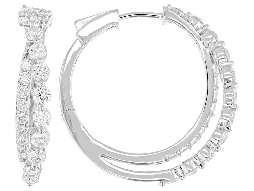 Pre-Owned Prazana® Lab-Grown Diamonds 2.00ctw White Diamond Rhodium Over Sterling Silver Hoop Earrin