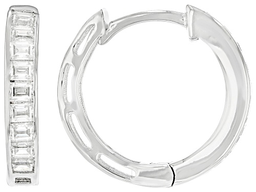Pre-Owned MOISSANITE FIRE® 0.54CTW DEW BAGUETTE  PLATINEVE® HOOP EARRINGS