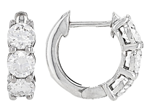 Pre-Owned MOISSANITE FIRE® 1.50CTW DEW ROUND BRILLIANT PLATINEVE® HOOP EARRINGS