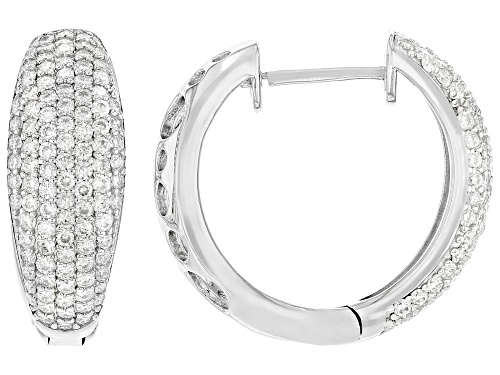 Pre-Owned MOISSANITE FIRE® 2.44CTW DEW ROUND BRILLIANT PLATINEVE® HOOP EARRINGS