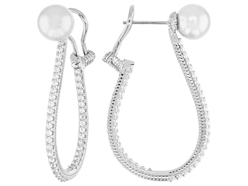 Pre-Owned Judith Ripka White Pearl Simulant with 2.06ctw Bella Luce® Rhodium Over Silver Colette Ear