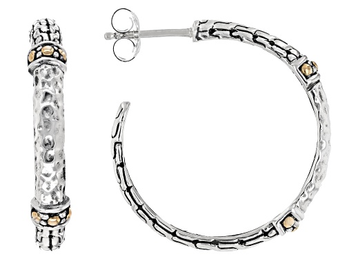 Pre-Owned Artisan Collection of Bali™ Sterling Silver & 18K Gold Hammered & Patterned Earrings