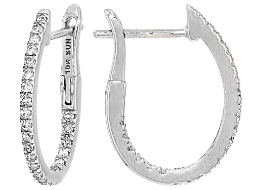 Pre-Owned Prazana® Lab-Grown Diamonds 0.33ctw Round White Diamond 10K White Gold Hoop Earrings, G-H