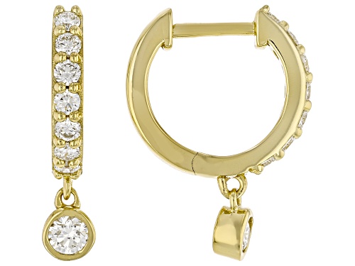 Pre-Owned Prazana® Lab-Grown Diamonds 0.60ctw White Diamond 14K Yellow Gold Over Silver Huggie Earri
