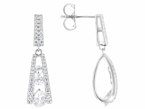 Pre-Owned Bella Luce® 2.93ctw White Diamond Simulant Rhodium Over Sterling Silver Earrings(1.77ctw D