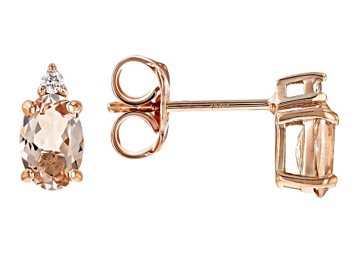 Pre-Owned 0.59ct Oval Cor-De-Rosa Morganite™  With 0.03ctw Lab Grown Diamond 10k Rose Gold Stud Earr