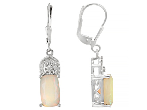 Pre-Owned 2.43ctw Ethiopian Opal With 0.01ctw White Diamond Rhodium Over Sterling Silver Earrings