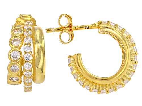 Pre-Owned Bella Luce® 2.07ctw White Diamond Simulant Eterno™ Yellow J-Hoops