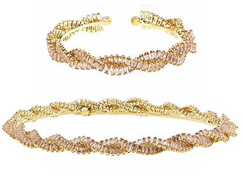 Pre-Owned Off Park® Collection, Champagne Crystal Gold Tone Collar Necklace & Bracelet Set