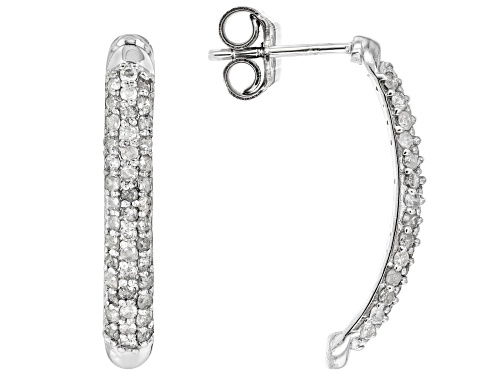Pre-Owned 1.10ctw Round White Diamond Platinum Over Sterling Silver Drop Earrings