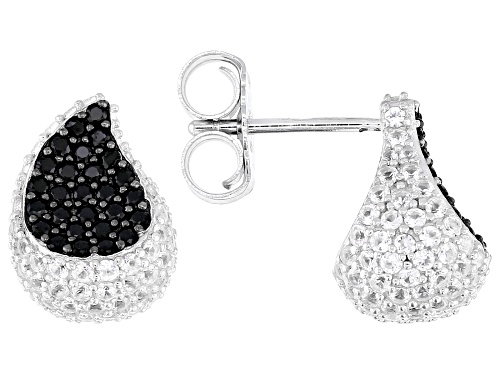 Pre-Owned 2.23ctw Lab White Sapphire with 0.60ctw Black Spinel Rhodium Over Sterling Silver Teardrop