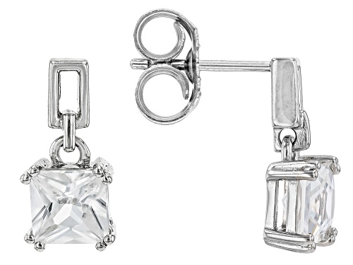 Pre-Owned 1.45ctw White Zircon Rhodium Over Sterling Silver Earrings