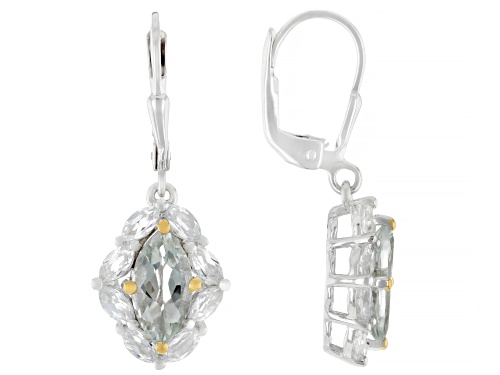 Pre-Owned 1.53ctw Prasiolite with 1.50ctw White Topaz Rhodium & 18K Yellow Gold Over Sterling Silver