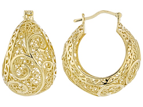 Pre-Owned Artisan Collection of Turkey™ 18K Yellow Gold Over Sterling Silver Filigree Bubble Hoop Ea