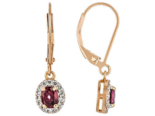 Pre-Owned 0.77ctw Rhodolite With 0.29ctw White Zircon 18k Rose Gold Over Sterling Silver Earrings