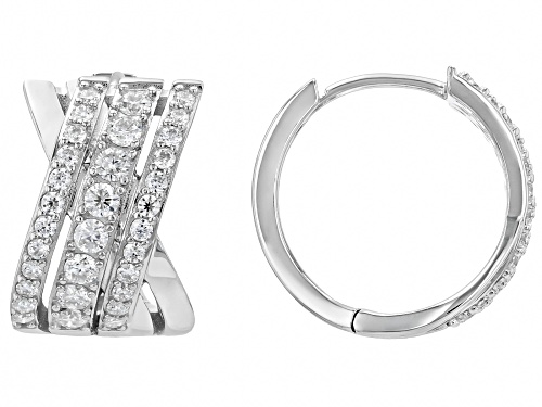 Pre-Owned MOISSANITE FIRE® 1.08CTW ROUND BRILLAINT PLATNEVE® HOOP EARRINGS