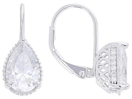 Pre-Owned MOISSANITE FIRE® 3.32CTW DEW PEAR AND ROUND PLATINEVE® EARRINGS