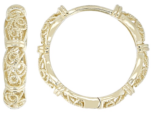 Pre-Owned Artisan Collection Of Turkey™ 18K Yellow Gold Over Sterling Silver Filigree Huggie Earring