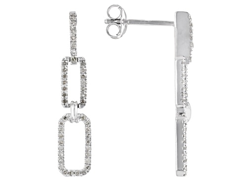 Pre-Owned 0.25ctw Round White Diamond Rhodium Over Sterling Silver Dangle Earrings