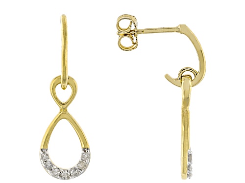 Pre-Owned Engild™ 0.10ctw Round White Diamond 14k Yellow Gold Over Sterling Silver Dangle Earrings