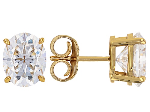 Pre-Owned MOISSANITE FIRE® 6.00CTW DEW OVAL 14K YELLOW GOLD OVER SILVER STUD EARRINGS