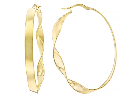 Pre-Owned Oro Divino 14k Yellow Gold with Sterling Silver Core 1.5" Twisted Hoop Earrings