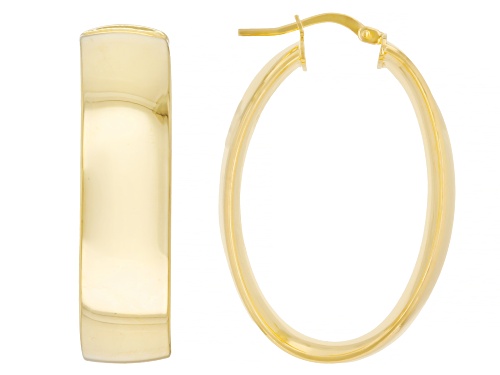 Pre-Owned Moda Al Massimo® 18k Yellow Gold Over Bronze Polished Oval Hoop Earrings