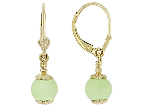 Pre-Owned 8mm Rondelle Gaspeite 10k Yellow Gold Earrings