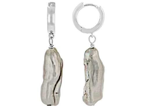 Pre-Owned Platinum Cultured Freshwater Pearl Rhodium Over Sterling Silver Earrings