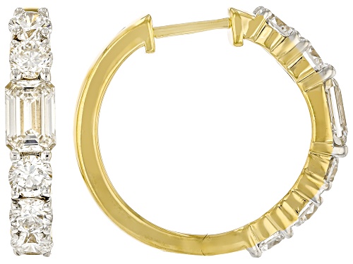 Pre-Owned Prazana® Lab-Grown Diamonds 2.75ctw Diamond 14K Yellow Gold Over Silver Hoop Earrings H SI