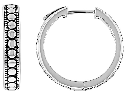 Pre-Owned Southwest Style By JTV™ Rhodium Over Stering Silver Beaded Hoop Earrings