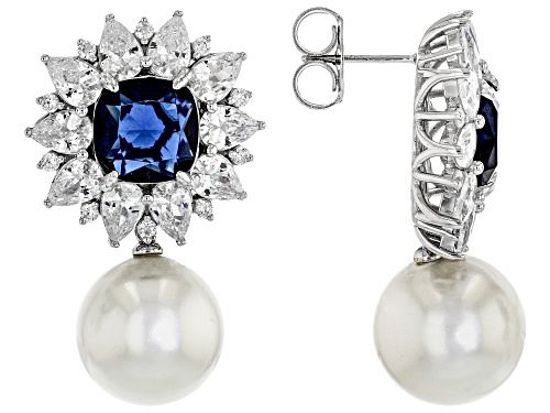Pre-Owned Pearlfection® 14mm White South Sea Simulant With Bella Luce® Rhodium Over Sterling Silver