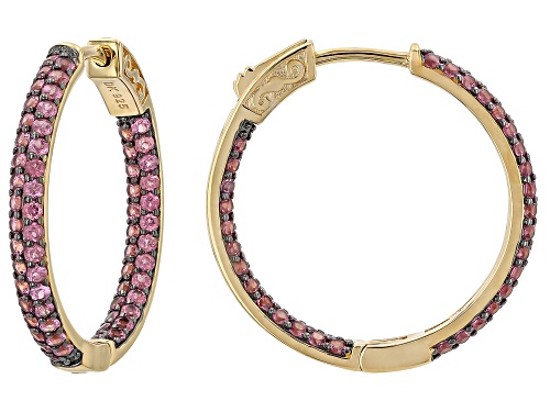 Pre-Owned 2.93ctw Raspberry Rhodolite 18K Yellow Gold Over Sterling Silver Inside-Out Hoop Earrings
